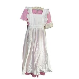 Girls Pioneer Prairie Dress & Apron Costume Homemade Floral Cottagecore Look